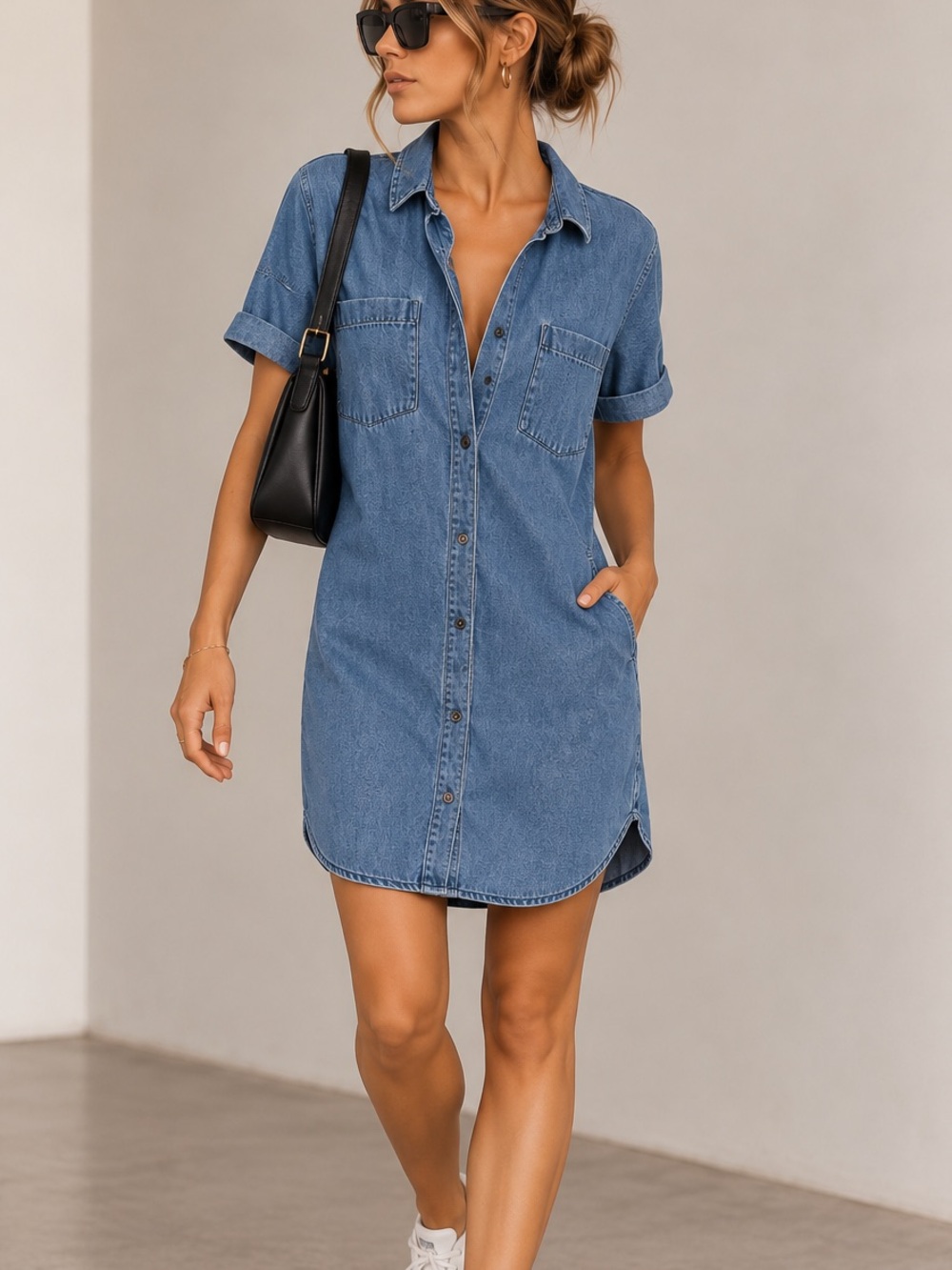 Madewell Denim Shirt Dress Size M Oversized Chambray Button Front Midi